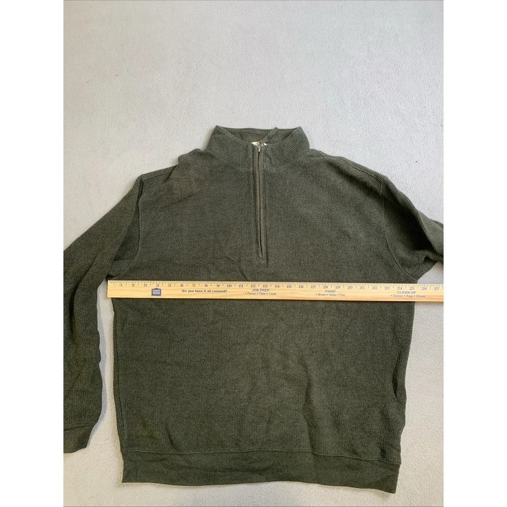 Woolrich‎ Sweater Men's L Green Pullover Winter Fall 1/4 Zip 100% Cotton